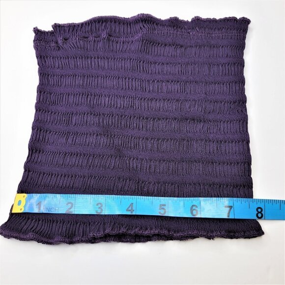 Purple Sexy Crop Top Strapless Tube Top Smocked Stretchy Summer Bandeau - NEW - Picture 8 of 13